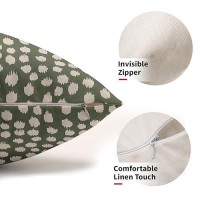 Dark Sage Green Cream Dots Lumbar Pillow Covers 12X20 Set Of 2 Boho Design Polka Dot Print Throw Pillows Modern Outdoor Decorati