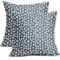 Sweetshow Dusty Blue Cream Dots Pillow Covers 16X16 Set Of 2 Boho Design Polka Dot Throw Pillows Modern Trendy Print Outdoor Dec