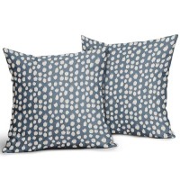 Sweetshow Dusty Blue Cream Dots Pillow Covers 16X16 Set Of 2 Boho Design Polka Dot Throw Pillows Modern Trendy Print Outdoor Dec