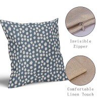 Sweetshow Dusty Blue Cream Dots Pillow Covers 16X16 Set Of 2 Boho Design Polka Dot Throw Pillows Modern Trendy Print Outdoor Dec