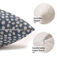 Dusty Blue Cream Dots Lumbar Pillow Covers 12X20 Set Of 2 Boho Design Polka Dot Print Throw Pillows Modern Outdoor Decorative Pi