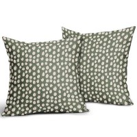 Dark Sage Green Cream Dots Pillow Covers 16X16 Set Of 2 Boho Design Polka Dot Throw Pillows Modern Trendy Print Outdoor Decorati