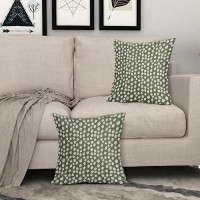 Dark Sage Green Cream Dots Pillow Covers 16X16 Set Of 2 Boho Design Polka Dot Throw Pillows Modern Trendy Print Outdoor Decorati