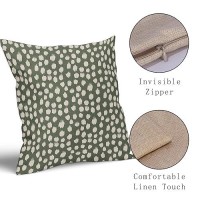 Dark Sage Green Cream Dots Pillow Covers 16X16 Set Of 2 Boho Design Polka Dot Throw Pillows Modern Trendy Print Outdoor Decorati