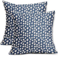 Sweetshow Blue Cream Dots Pillow Covers 16X16 Set Of 2 Boho Design Polka Dot Throw Pillows Modern Trendy Print Outdoor Decorativ