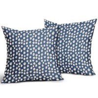 Sweetshow Blue Cream Dots Pillow Covers 16X16 Set Of 2 Boho Design Polka Dot Throw Pillows Modern Trendy Print Outdoor Decorativ