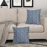 Sweetshow Blue Cream Dots Pillow Covers 16X16 Set Of 2 Boho Design Polka Dot Throw Pillows Modern Trendy Print Outdoor Decorativ