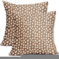 Sweetshow Brown Cream Dots Pillow Covers 18X18 Set Of 2 Boho Design Polka Dot Throw Pillows Modern Trendy Print Outdoor Decorati