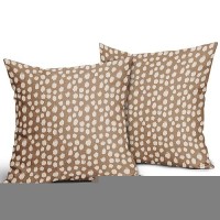 Sweetshow Brown Cream Dots Pillow Covers 18X18 Set Of 2 Boho Design Polka Dot Throw Pillows Modern Trendy Print Outdoor Decorati