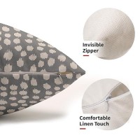 Grey Gray Cream Dots Lumbar Pillow Covers 12X20 Set Of 2 Boho Design Polka Dot Print Throw Pillows Modern Outdoor Decorative Pil