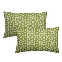 Lime Green Cream Dots Lumbar Pillow Covers 12X20 Set Of 2 Boho Design Polka Dot Print Throw Pillows Modern Outdoor Decorative Pi