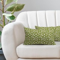 Lime Green Cream Dots Lumbar Pillow Covers 12X20 Set Of 2 Boho Design Polka Dot Print Throw Pillows Modern Outdoor Decorative Pi