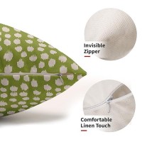 Lime Green Cream Dots Lumbar Pillow Covers 12X20 Set Of 2 Boho Design Polka Dot Print Throw Pillows Modern Outdoor Decorative Pi