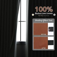 Terracotta Linen Blackout Curtains For Bedroom 90 Inch Length 2 Panels Set Back Tab Pocket Neutral Farmhouse Living Room Darkeni