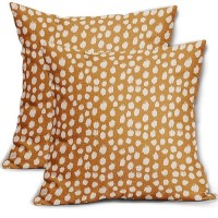 Mustard Yellow Cream Dots Pillow Covers 20X20 Set Of 2 Boho Design Polka Dot Throw Pillows Modern Trendy Print Outdoor Decorativ