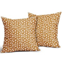 Mustard Yellow Cream Dots Pillow Covers 20X20 Set Of 2 Boho Design Polka Dot Throw Pillows Modern Trendy Print Outdoor Decorativ