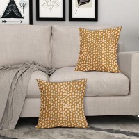 Mustard Yellow Cream Dots Pillow Covers 20X20 Set Of 2 Boho Design Polka Dot Throw Pillows Modern Trendy Print Outdoor Decorativ