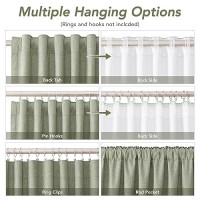 Sage Green Linen Blackout Curtains For Bedroom 102 Inch Length 2 Panels Set Back Tab Pocket Neutral Farmhouse Living Room Darken