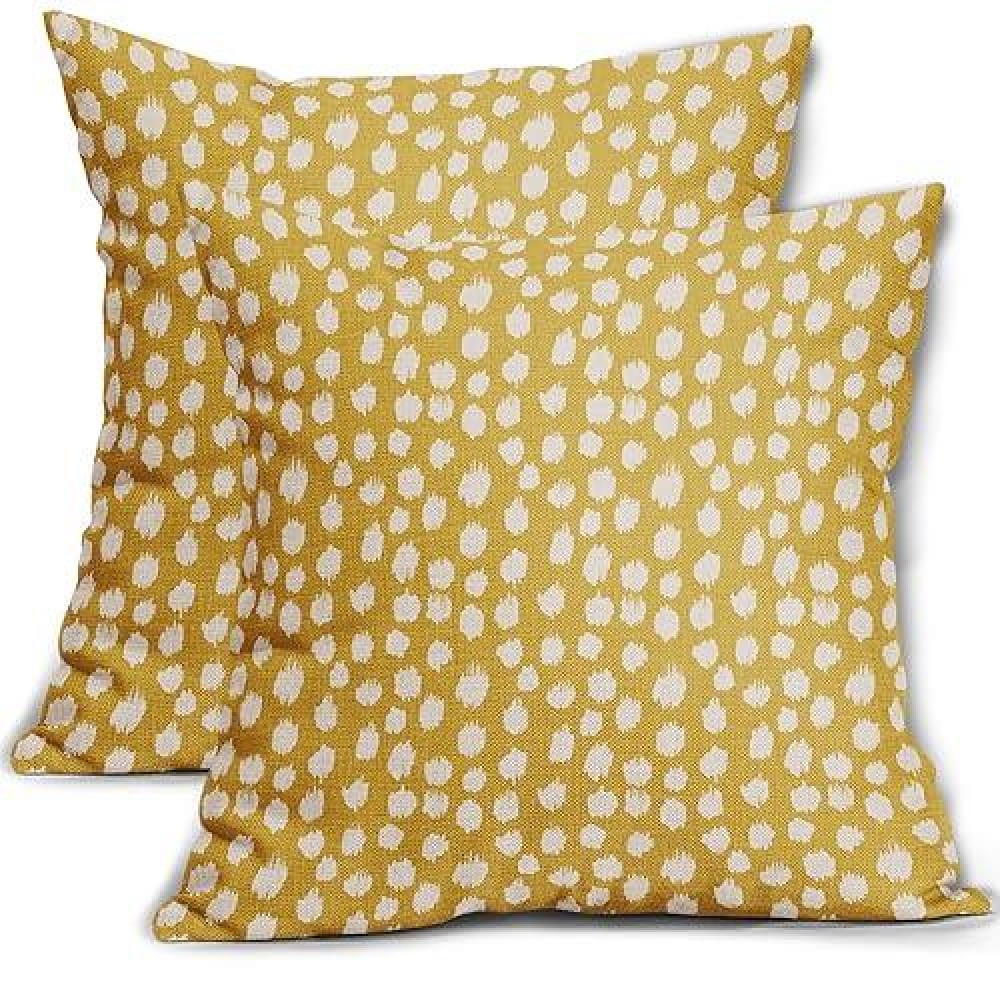 Sweetshow Yellow Cream Dots Pillow Covers 20X20 Set Of 2 Boho Design Polka Dot Throw Pillows Modern Trendy Print Outdoor Decorat