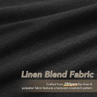 Black Linen Blackout Curtains For Bedroom 120 Inch Length 2 Panels Set Back Tab Pocket Neutral Farmhouse Living Room Darkening C