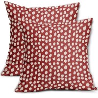 Sweetshow Red Cream Dots Pillow Covers 18X18 Set Of 2 Boho Design Polka Dot Throw Pillows Modern Trendy Print Outdoor Decorative