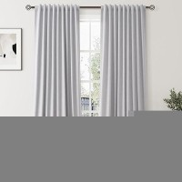 Light Grey Linen Blackout Curtains For Bedroom 120 Inch Length 2 Panels Set Back Tab Pocket Neutral Farmhouse Living Room Darken