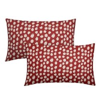 Sweetshow Red Cream Dots Lumbar Pillow Covers 12X20 Set Of 2 Boho Design Polka Dot Print Throw Pillows Modern Outdoor Decorative