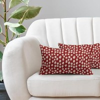 Sweetshow Red Cream Dots Lumbar Pillow Covers 12X20 Set Of 2 Boho Design Polka Dot Print Throw Pillows Modern Outdoor Decorative