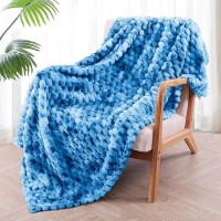 Exclusivo Mezcla Extra Large Soft Fleece Throw Blanket  50X70 Inches 3D Clouds Stylish Jacquard Throw Blanket For Couch  Cozy Soft Lightweight For All Season  Tie-Dye Cobalt Blue Blanket