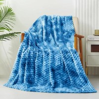 Exclusivo Mezcla Extra Large Soft Fleece Throw Blanket  50X70 Inches 3D Clouds Stylish Jacquard Throw Blanket For Couch  Cozy Soft Lightweight For All Season  Tie-Dye Cobalt Blue Blanket