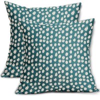 Sweetshow Teal Cream Dots Pillow Covers 18X18 Set Of 2 Boho Design Polka Dot Throw Pillows Modern Trendy Print Outdoor Decorativ