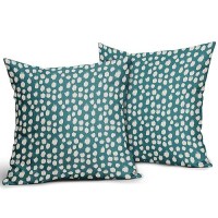 Sweetshow Teal Cream Dots Pillow Covers 18X18 Set Of 2 Boho Design Polka Dot Throw Pillows Modern Trendy Print Outdoor Decorativ