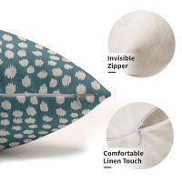 Sweetshow Aqua Cream Dots Lumbar Pillow Covers 12X20 Set Of 2 Boho Design Polka Dot Print Throw Pillows Modern Outdoor Decorativ