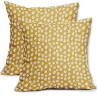 Sweetshow Yellow Cream Dots Pillow Covers 18X18 Set Of 2 Boho Design Polka Dot Throw Pillows Modern Trendy Print Outdoor Decorat