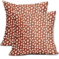 Burnt Orange Cream Dots Pillow Covers 20X20 Set Of 2 Boho Design Polka Dot Throw Pillows Modern Trendy Print Outdoor Decorative