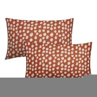 Burnt Orange Cream Dots Lumbar Pillow Covers 12X20 Set Of 2 Boho Design Polka Dot Print Throw Pillows Modern Outdoor Decorative