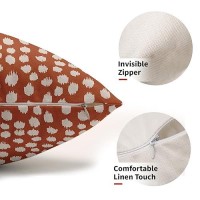 Burnt Orange Cream Dots Lumbar Pillow Covers 12X20 Set Of 2 Boho Design Polka Dot Print Throw Pillows Modern Outdoor Decorative