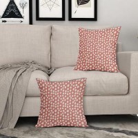 Sweetshow Coral Pink Cream Dots Pillow Covers 18X18 Set Of 2 Boho Design Polka Dot Throw Pillows Modern Trendy Print Outdoor Dec