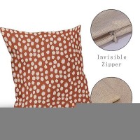 Burnt Orange Cream Dots Pillow Covers 16X16 Set Of 2 Boho Design Polka Dot Throw Pillows Modern Trendy Print Outdoor Decorative