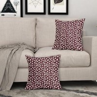 Sweetshow Burgundy Cream Dots Pillow Covers 20X20 Set Of 2 Boho Design Polka Dot Throw Pillows Modern Trendy Print Outdoor Decor