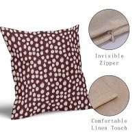 Sweetshow Burgundy Cream Dots Pillow Covers 20X20 Set Of 2 Boho Design Polka Dot Throw Pillows Modern Trendy Print Outdoor Decor