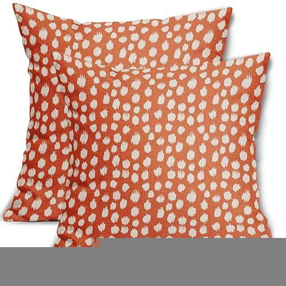 Sweetshow Orange Cream Dots Pillow Covers 18X18 Set Of 2 Boho Design Polka Dot Throw Pillows Modern Trendy Print Outdoor Decorat