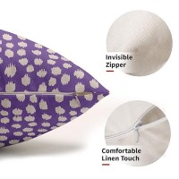 Sweetshow Purple Cream Dots Lumbar Pillow Covers 12X20 Set Of 2 Boho Design Polka Dot Print Throw Pillows Modern Outdoor Decorat