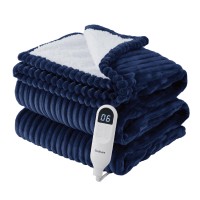 Bedsure Electric Blanket Full Size Soft Ribbed Flannel Heated Blanket With 6 Heat Settings Heating Blanket With 10 Time Setti