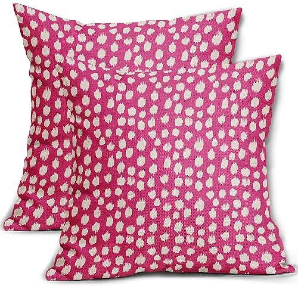 Sweetshow Hot Pink Cream Dots Pillow Covers 20X20 Set Of 2 Boho Design Polka Dot Throw Pillows Modern Trendy Print Outdoor Decor