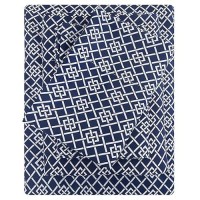 Full Sheet Set Navy Blue Plaid Pattern Bedding Sheets Printed Sheets 6 Piece Soft Microfiber Fitted Sheet With 15 Deep Pocke