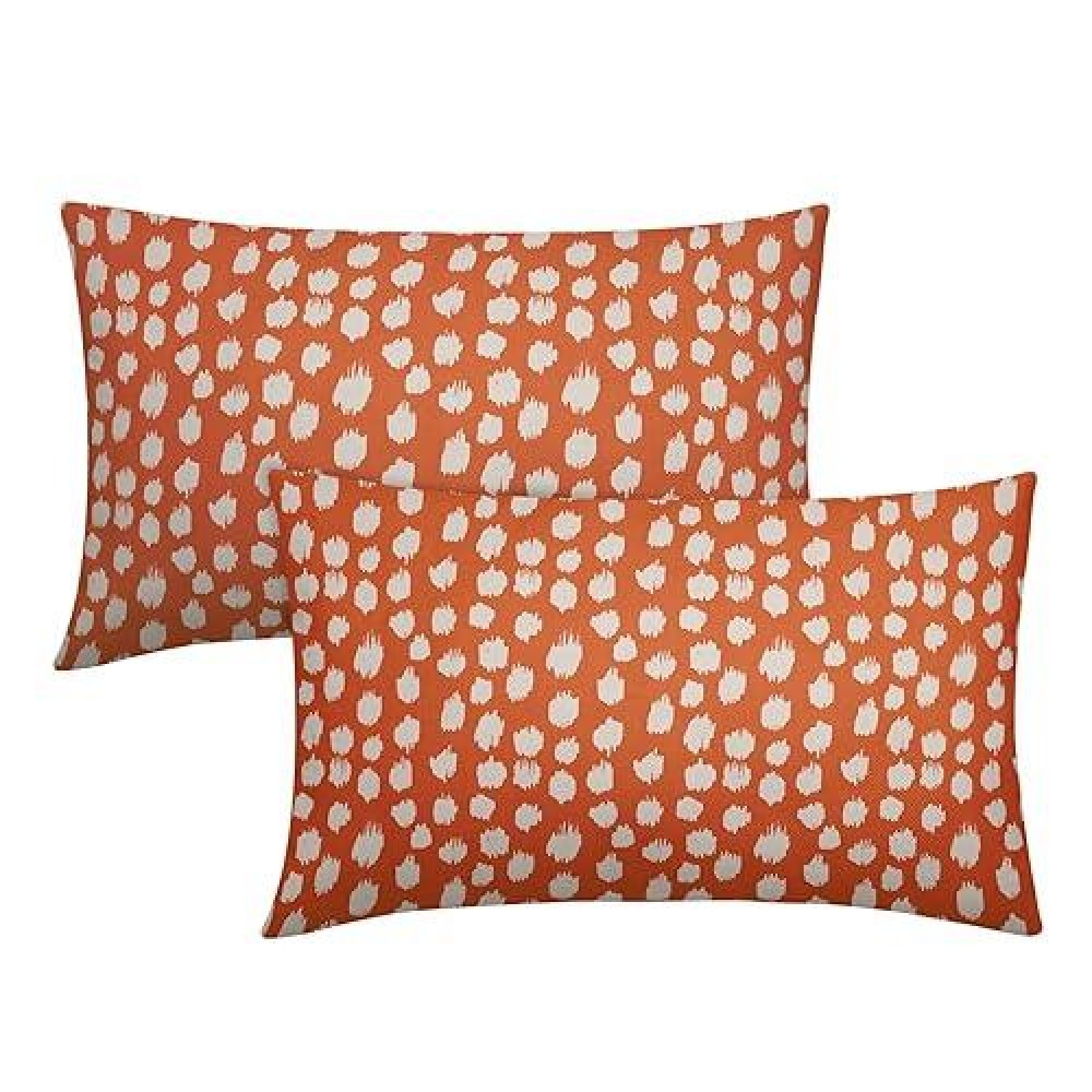 Sweetshow Orange Cream Dots Lumbar Pillow Covers 12X20 Set Of 2 Boho Design Polka Dot Print Throw Pillows Modern Outdoor Decorat