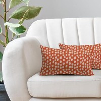 Sweetshow Orange Cream Dots Lumbar Pillow Covers 12X20 Set Of 2 Boho Design Polka Dot Print Throw Pillows Modern Outdoor Decorat