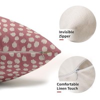 Sweetshow Pink Cream Dots Lumbar Pillow Covers 12X20 Set Of 2 Boho Design Polka Dot Print Throw Pillows Modern Outdoor Decorativ