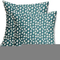 Sweetshow Teal Cream Dots Pillow Covers 16X16 Set Of 2 Boho Design Polka Dot Throw Pillows Modern Trendy Print Outdoor Decorativ